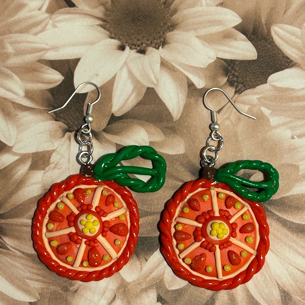 Orange Slice Earrings, handmade